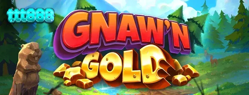 Tampilan visual game slot Gnaw’n Gold dengan tema hutan dan berang-berang.